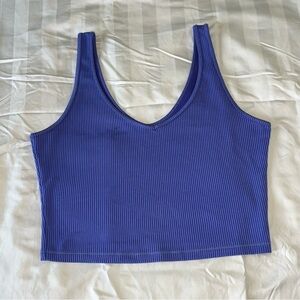 Purple Seamless Ribbed Fabric V-Neck Tank